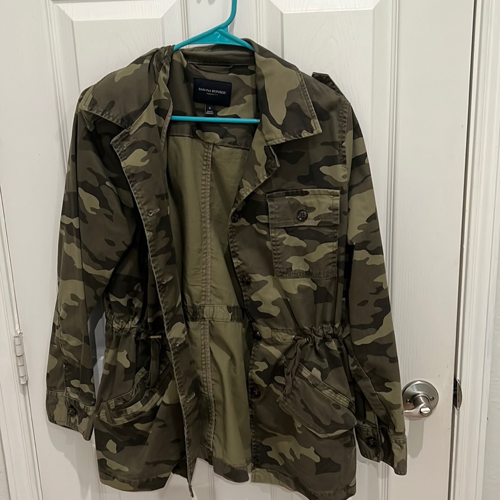 Camouflage trench coat